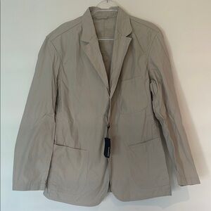 BUCK MASON Tan Structured Blazer with Buttons and Front Pockets